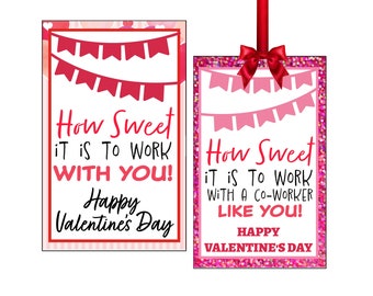 Valentine's day employee gift favor tag printable, Valentine employee appreciation, 6 tags on a page,  Letter Size - Instant Download PP-009