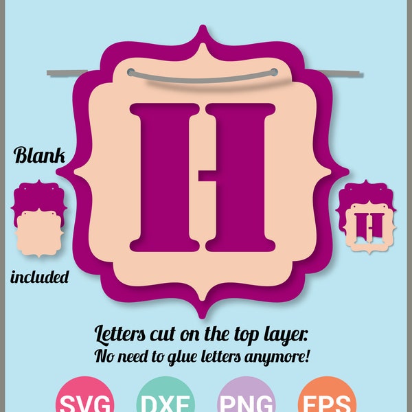 Layered A-Z Alphabet Pennant Scallop Banners SVG Cut Files, Cricut Design Space, Silhouette,Instant Download, Svg, Png, Eps, Dxf CF-094