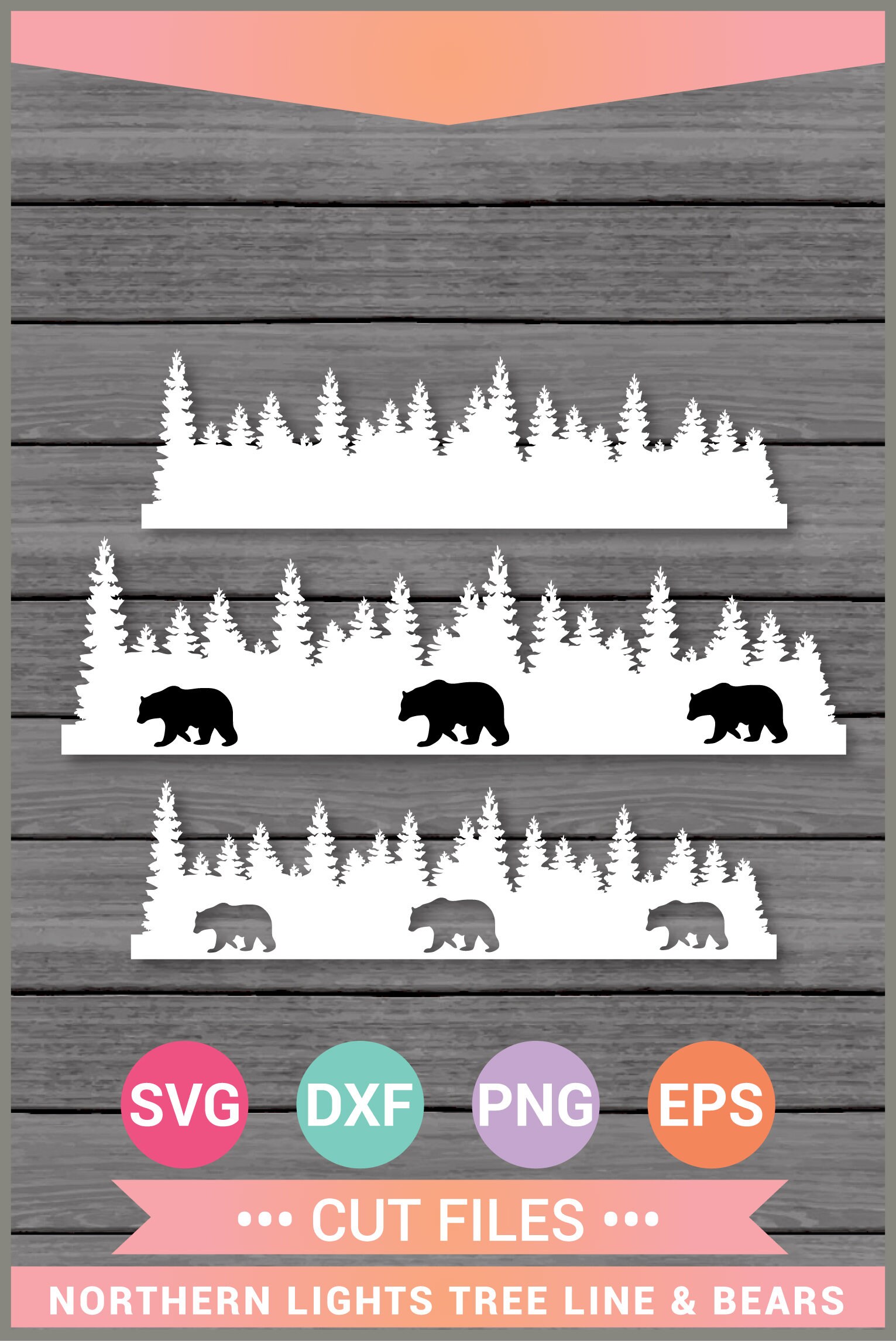 Northern Lights Tree Line svg Aurora Borealis SVG Cut Files | Etsy