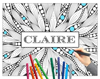 Digital Custom Name Coloring Poster, Custom Coloring Page, Kids Color, Adults Color, Birthday Gift Printable PDF Digital Download DP-093