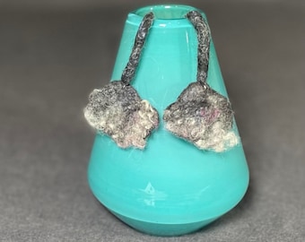 Earring shades of gray light weight earring cloud shape wet felted earring one of a kind earring fun earring to wear great gift for a friend
