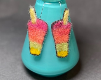 Earring multicolor light weight earring fun shape wet felted earring one of a kind earring great gift for a friend Bali Smoothie earring