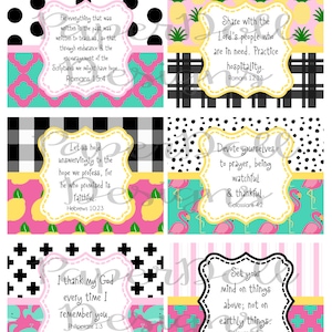 INSTANT DOWNLOAD Scripture Cards, Summer Theme Printable Bible Journaling Cards, Planner Cards, Scripture Memory Cards, Bible Verses