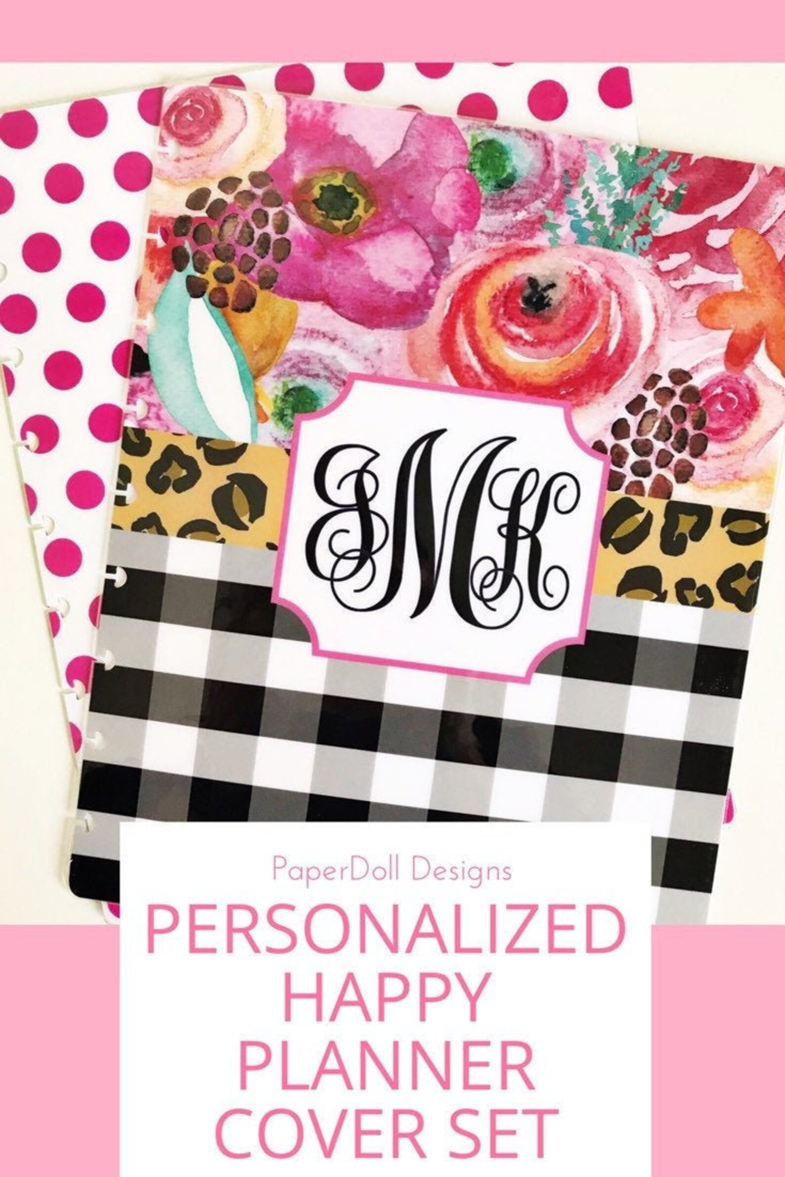 Personalized Happy Planner Cover Set Monogrammed Cover Set Etsy