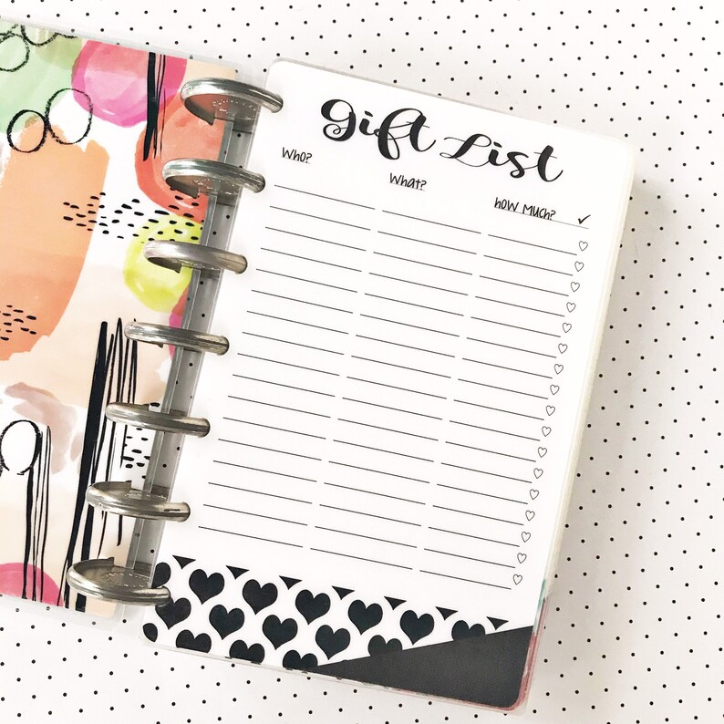 Happy Planner Gift List Planner Insert Mini Classic Big Happy Etsy