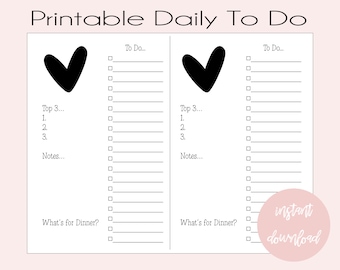 Planificador diario IMPRIMIBLE, lista de tareas digital, lista diaria, página de planificador DESCARGABLE