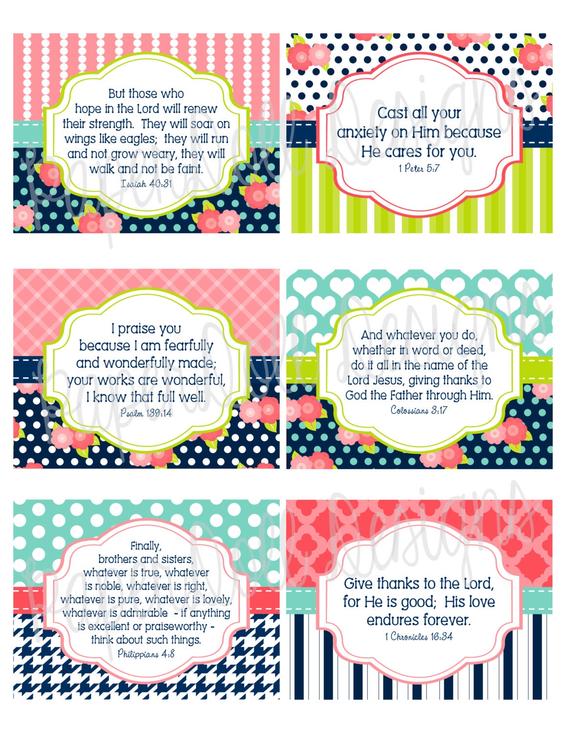 Printable Scripture Cards, INSTANT DOWNLOAD Bible Verse Cards ...