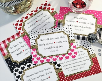 DESCARGA INSTANTE Tarjetas de las Escrituras del Día de San Valentín, Tarjetas de diario bíblico imprimibles, Tarjetas de planificación, Tarjetas de memoria de las Escrituras, Versículos de la Biblia