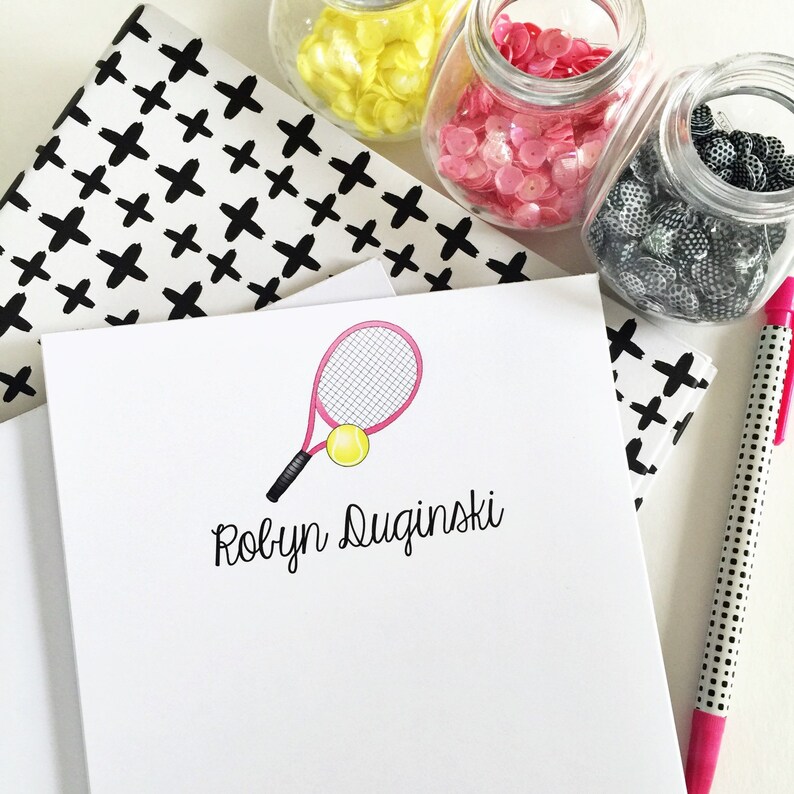 Monogrammed Note Pad Tennis Note Pad Personalized Note Pads Etsy