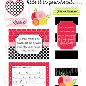 Bible Journaling Instant Download, Memory Verse Journaling Kit Printable