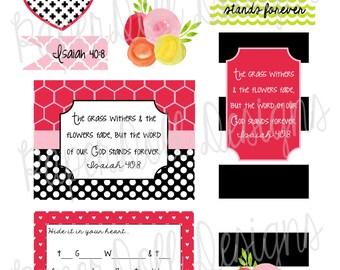 Bible Journaling Instant Download, Memory Verse Journaling Kit Printable