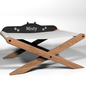 Personalized Wooden Cat Bed: Modern Pet House Furniture