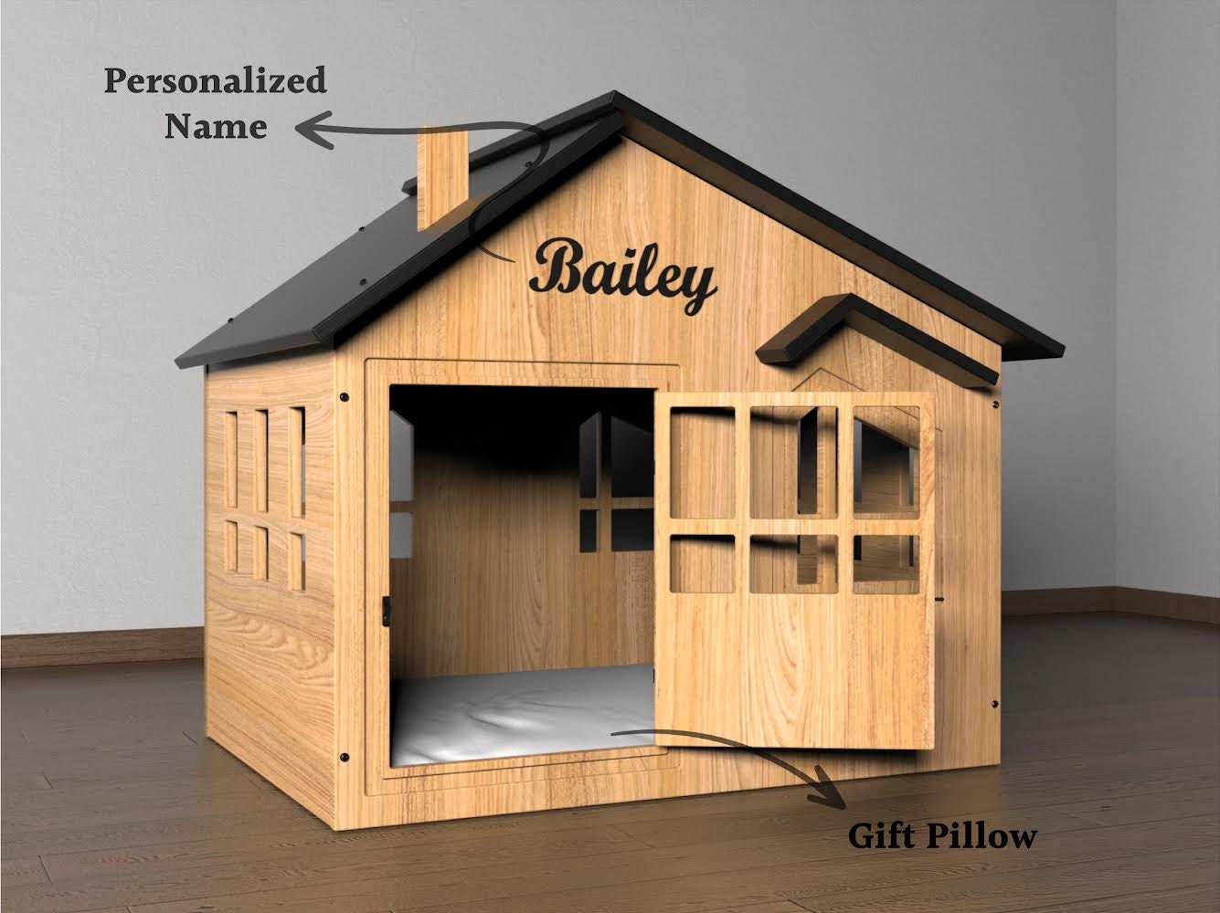 Personalized Wooden Dog Crate | Modern Indoor Pet House - Etsy