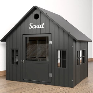 Wind Black Dog House, Puppy Dog House, Wooden Dog Crate, Dog Kennel, Modern Dog Crate, Puppy Gift, Dog Gift, Dog Furniture, Dog House Indoor