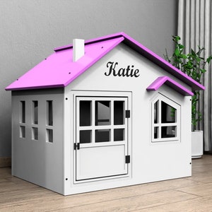 BRL House | Personalized Dog House | Custom Dog Name Indoor Wooden Dog Crate | Modern Pet House Furniture | Kennel Dog Gift For Dog Owners