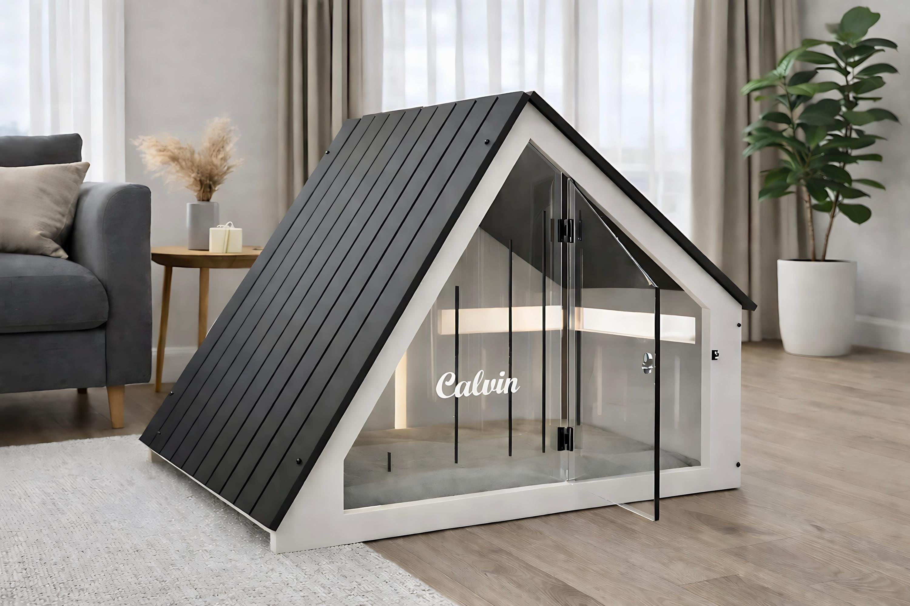 Personalized Wooden Dog Crate | Modern Indoor Pet House - Etsy