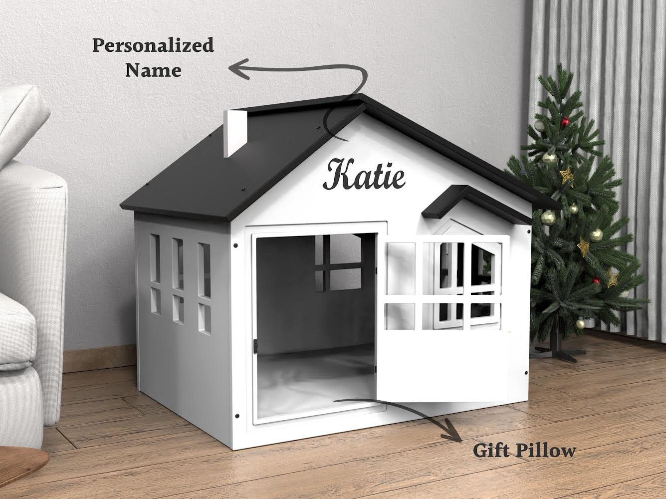 Personalized Wooden Dog Crate | Modern Indoor Pet House - Etsy Australia