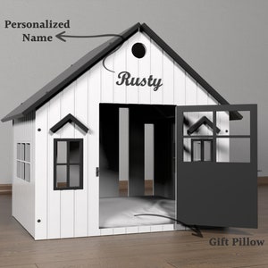 Personalized Wooden Dog Crate | Modern Indoor Pet House - Etsy