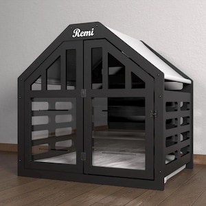 HF Dog House | Personalized Dog House | Dog Crate | Wooden Dog Crate | Modern Pet House Furniture | Dog Crate Furniture | Dog House Indoor