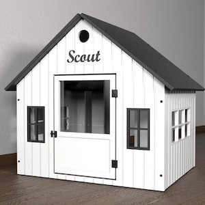 Wind House | Personalized Dog House | Custom Dog Name Indoor Wooden Dog Crate | Modern Pet House Furniture | Kennel Dog Gift For Dog Owners