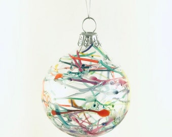 Blown Glass Ornament in Multicolor Funky Design. Handblown Glass Ornament. Suncatcher. Christmas Ornament. Holiday Gift. Christmas Gift.