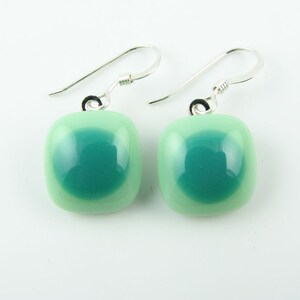 Mint & Teal Fused Glass Earrings. Made To Order.