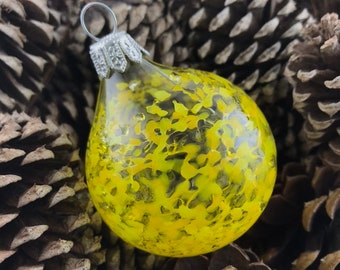 Blown Glass Ornament in Yellow. Handblown Glass Ornament. Yellow Ornament. Suncatcher. Christmas Ornament. Holiday Present. Christmas Gift.