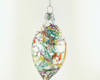 Blown Glass Ornament in Multicolor Design. Handblown Glass Ornament. Suncatcher. Christmas Ornament. Holiday Gift. Christmas Gift.