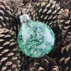 Jade/White Blown Glass Ornament. Unique Handmade Ornament. Handblown Glass. Christmas Present. Holiday Gift. Christmas Gift. Suncatcher.