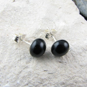 Simple Black Fused Glass Black Studs