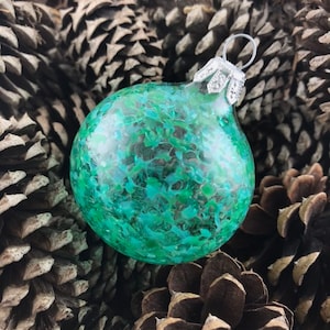 Teal Handblown Glass Ornament. Christmas Tree Decoration. Christmas Present.
