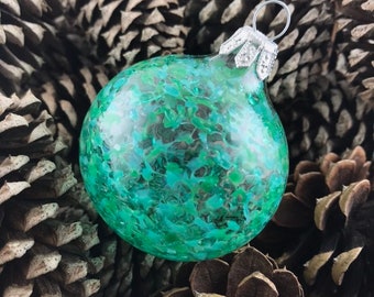 Teal Handblown Glass Ornament. Christmas Tree Decoration. Christmas Present.