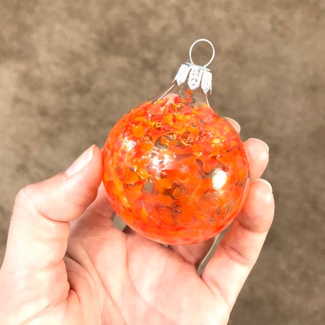 Blown Glass Ornament in Orange. Christmas Ornament. Handblown Etsy