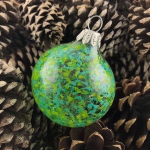 Green Blown Glass Ornament. Christmas Ornament. Handblown Glass Ornament. Holiday Decor. Christmas Gift. Art Glass Ornament. Suncatcher.