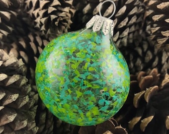 Handblown Green Glass Christmas Ornament