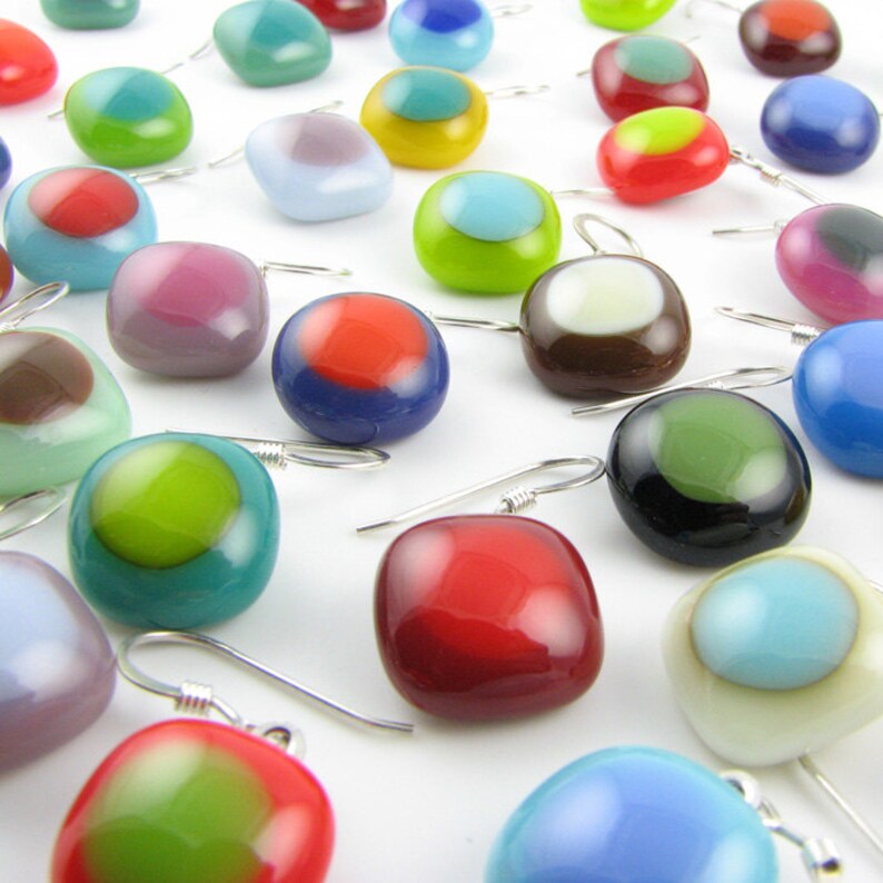 Lime and Teal Fused Glass Earrings. Made to Order. Fused Glass Etsy UK