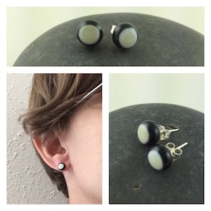 Black and Ivory Studs. Glass Studs. Elegant Earrings. Black Studs. Stud Earrings. Classic Studs. Minimalist Studs. Simple Studs.