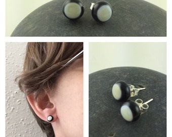 Black and Ivory Studs. Glass Studs. Elegant Earrings. Black Studs. Stud Earrings. Classic Studs. Minimalist Studs. Simple Studs.