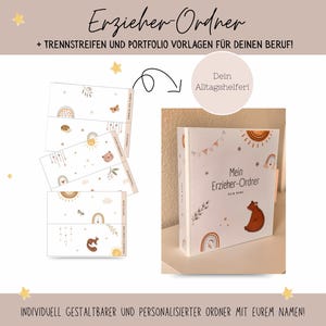 Erzieher–Ordner +Trennstreifen und Portfolio Vorlagen für Krippe oder Kita!