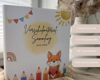 Personalisierte Vorschulmaterial-Sammlung | Ordner für Erzieher:innen | Mit Trennstreifen| 140 kostenlosen PDF-Vorlagen