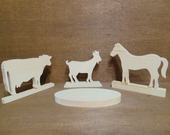 3 - Scrollsaw Patterns, Horse, Cow, and Goat Scroll saw Pattern, (pdf, dxf, svg, eps)