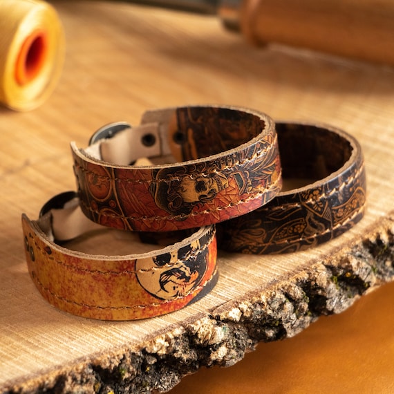 Designer leather cuff bracelet store