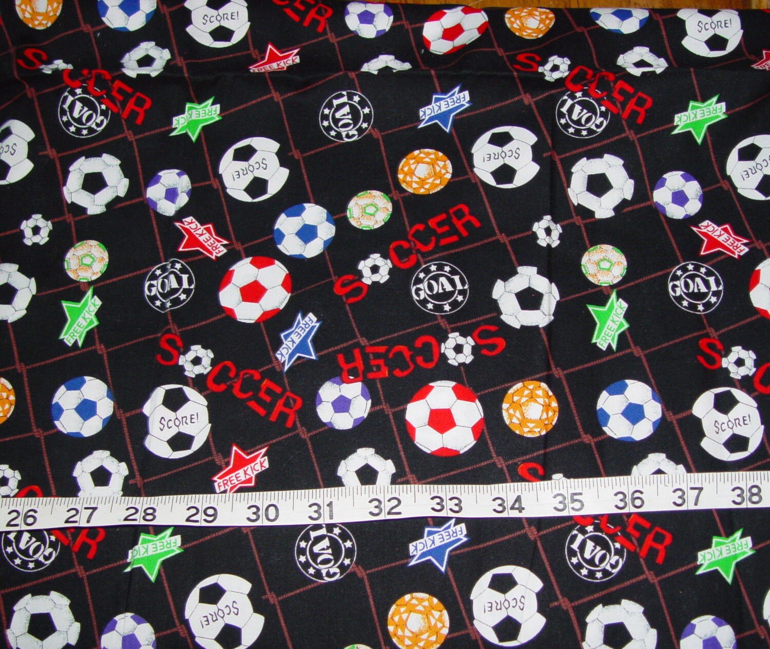 Soccer Balls Net Black Fabric 30 inch remnant from ChaneyLakeGirl on