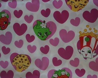 Shopkins Valentines Day Pink Hearts Fabric - 1 3/4 yards