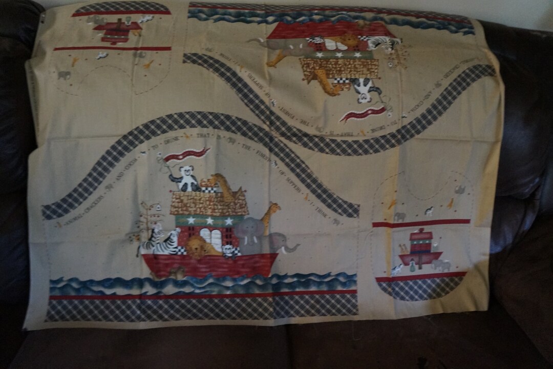 Country Noah Headboard Ark Bib Animal Crackers Fabric Panel Etsy