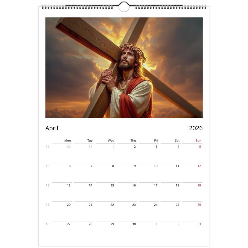 2026 A3 Christian Wall Calendar – Jesus & Sacred Heart Art, Spiritual ...