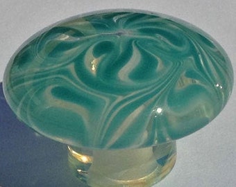 Cabinet Knobs, Glass Drawer Pull,Aqua, White  DP026 Hand Blown Glass Knobs