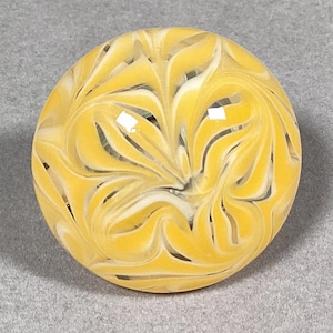 Cabinet Knob, Glass Drawer Pull, Goldenrod, White  DP024 Hand Blown Glass