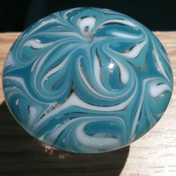 Cabinet Knob Glass Drawer Pull Aqua Teal White Dp014 Hand Etsy