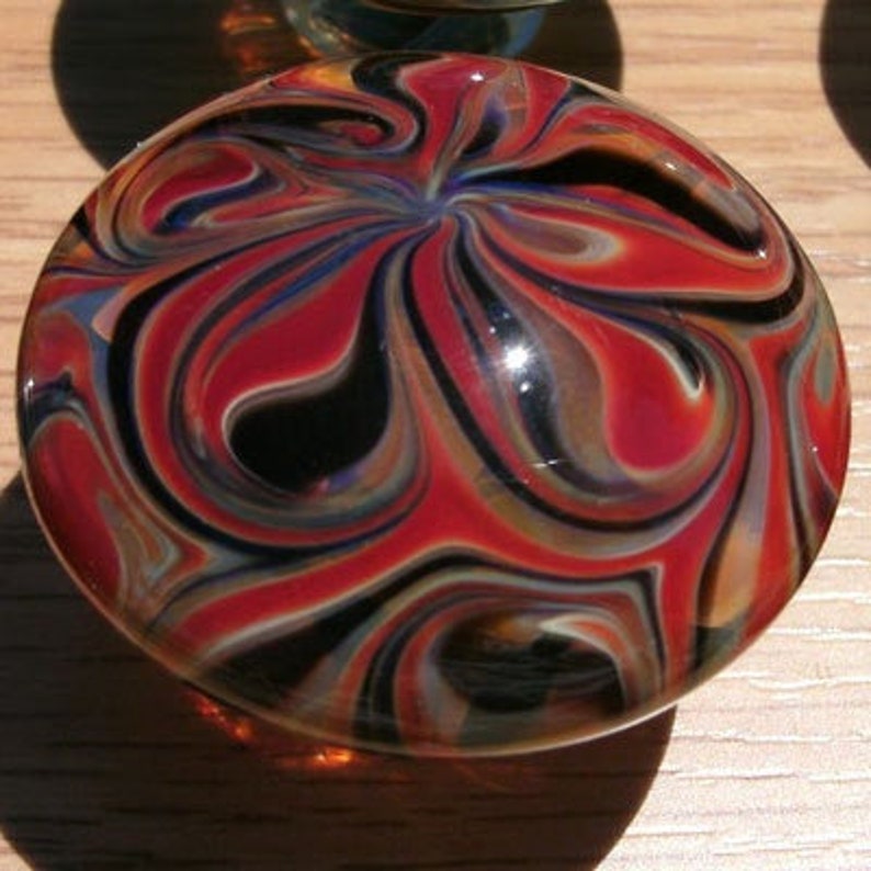 Cabinet Knob, Glass Drawer Pull, Red,Black,Amber DP002 Hand blown Glass image 1